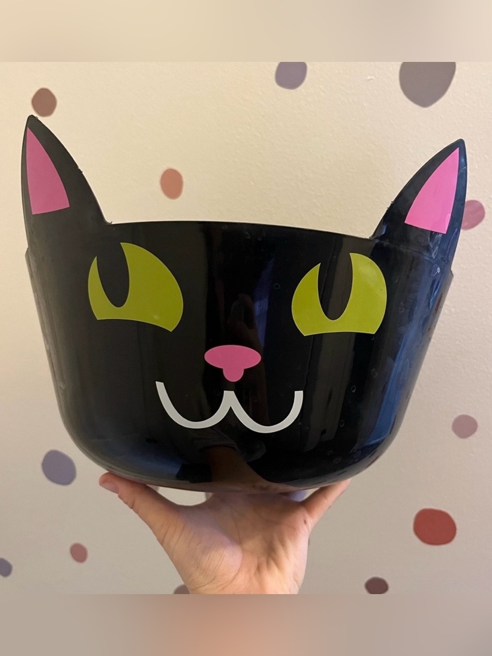 HALLOWEEN PLASTIC BLACK CAT ORGANIZING DECOR BUCKET
